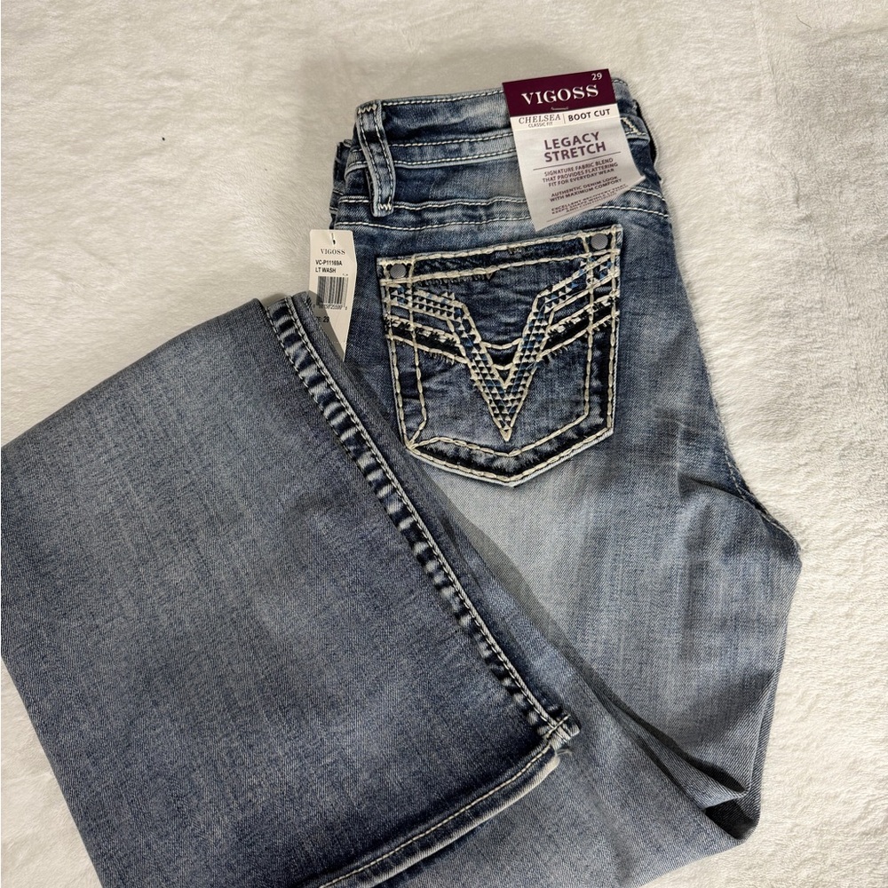 Vigoss Women's Light Wash Boot Cut Jeans - Legacy Stretch